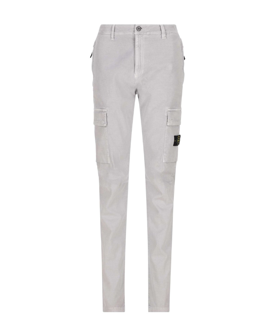 Stone Island Side Logo-patch Detail Trousers In White