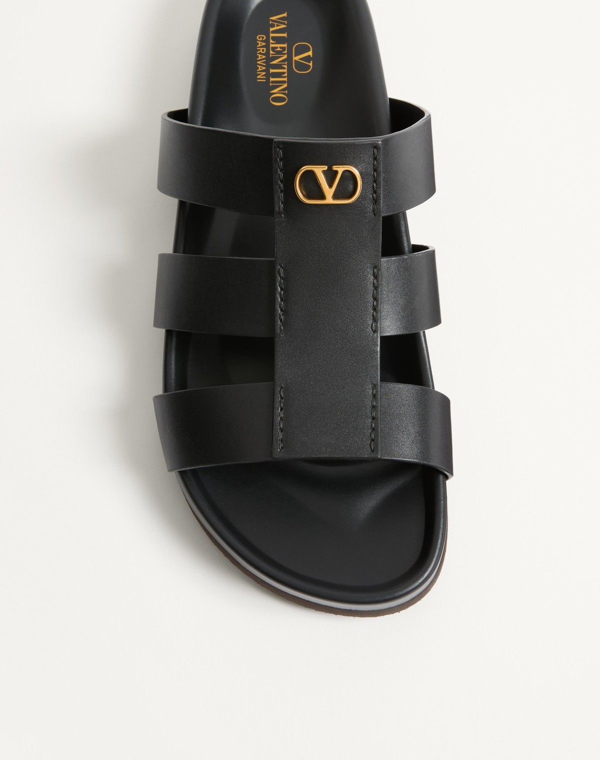 Valentino Garavani Studshield Logo-embellished Leather Sandals In Black