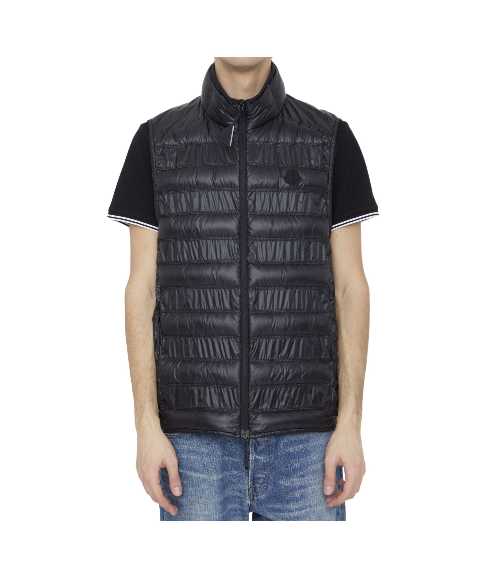 Moncler Lautaret Zip-up Down Vest In Black