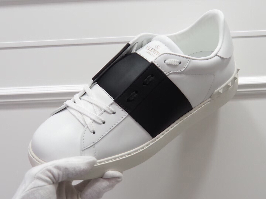 Valentino Open Sneaker With Contrasting Panel And Studded Heel In White