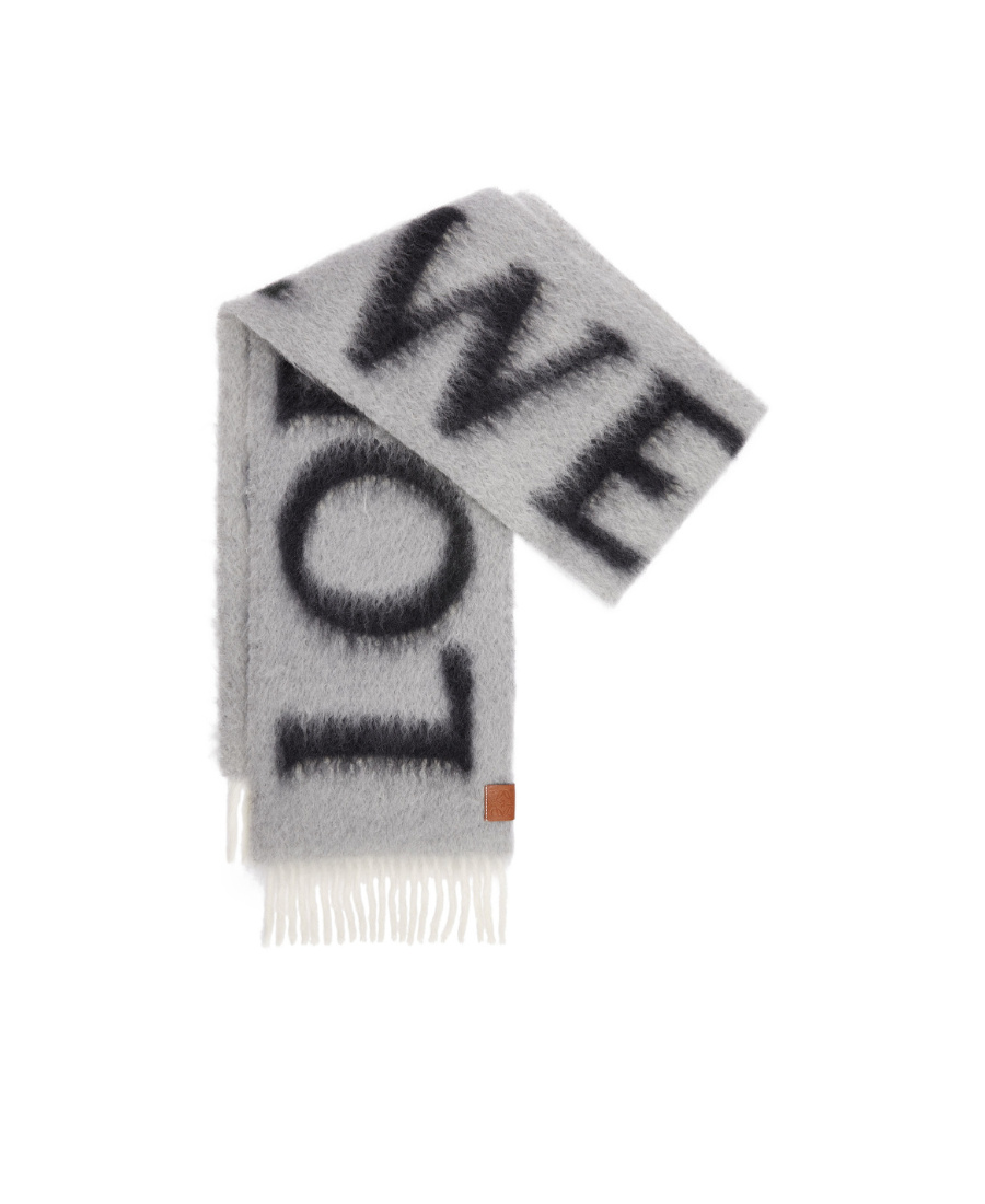 Shop Loewe Scarf In Wool And Mohair In Gray