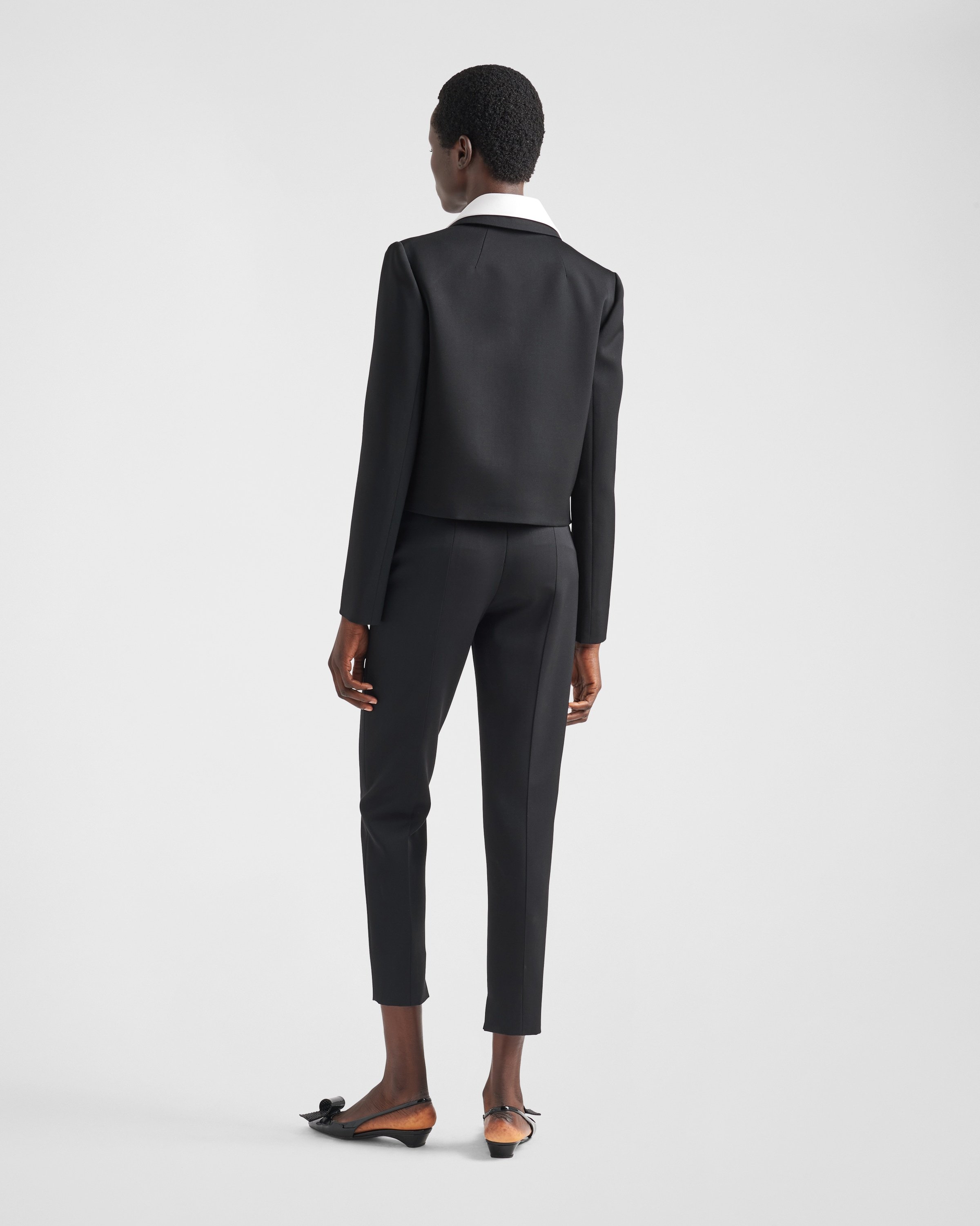 Prada Wool Belt Loop Casual Trousers In Black