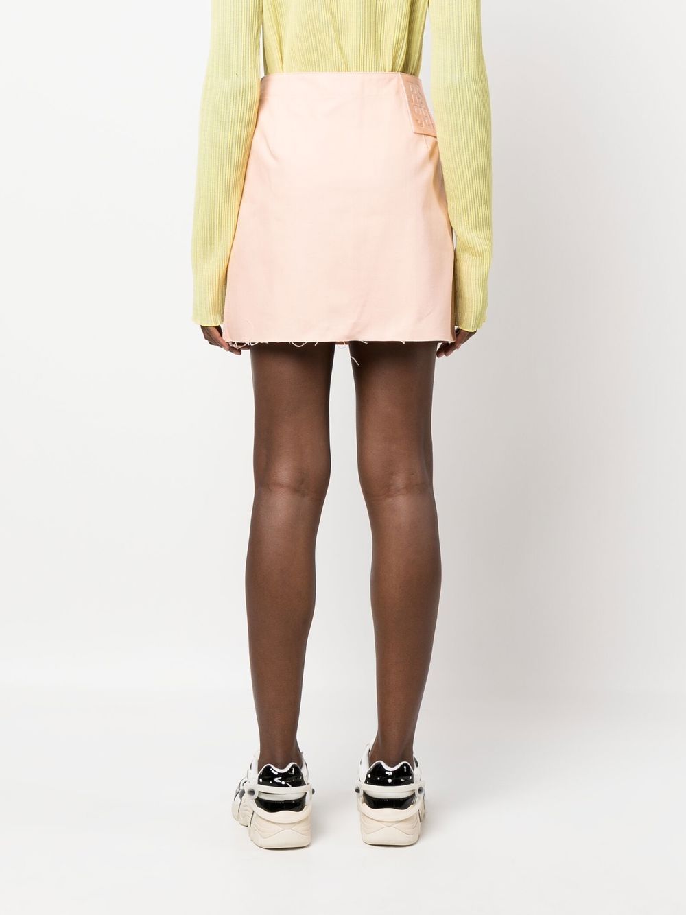 Shop Raf Simons Frayed Cotton Miniskirt In Nude