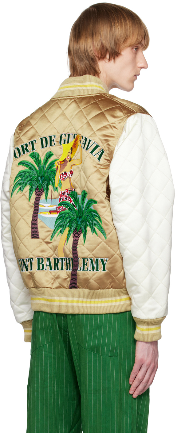 Rhude Logo Baseball Jacket In Nude