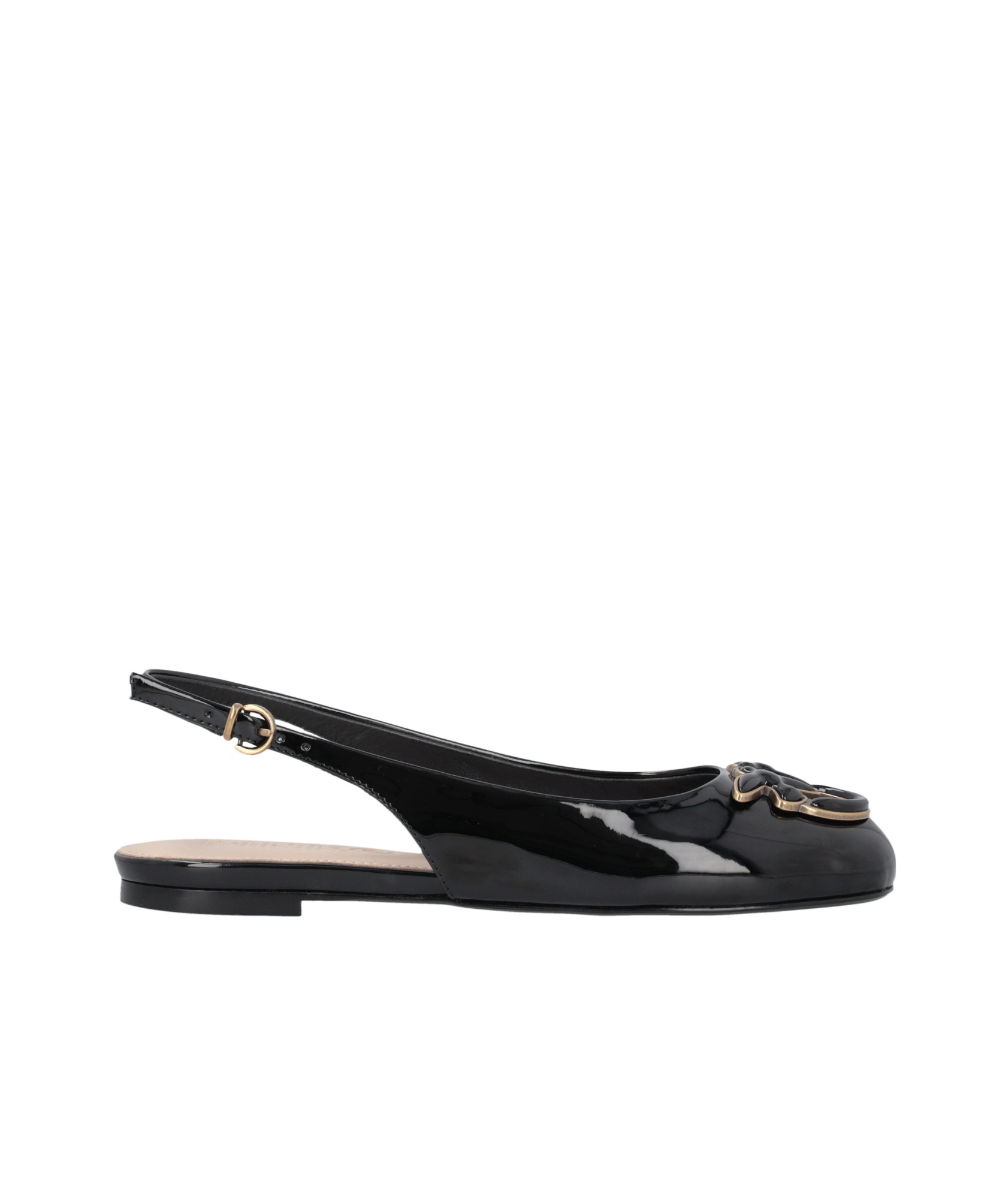 Shop Pinko Logo-plaque Slingback Ballerina Shoes In Black