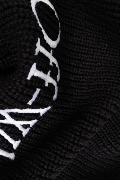 Off-white Logo Embroidered Scarf In Black