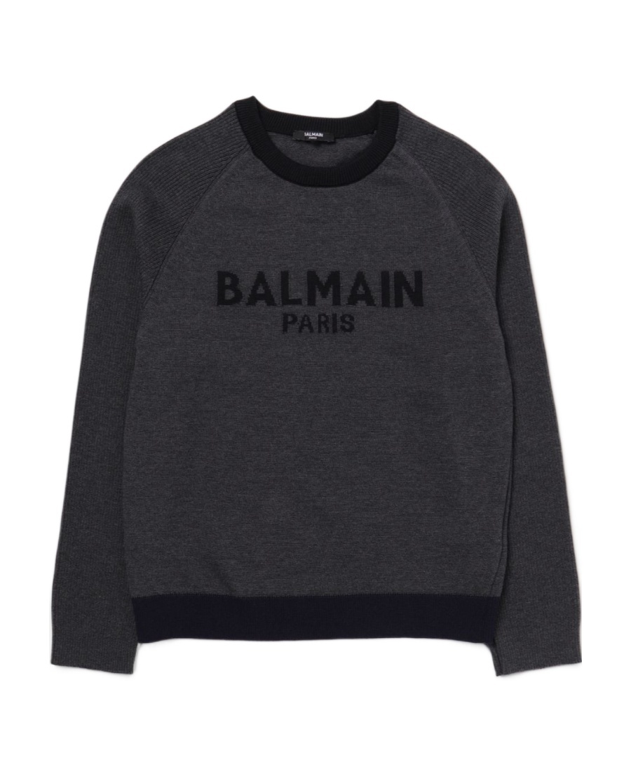 Balmain Logo-print Round-neck Jumper In Black