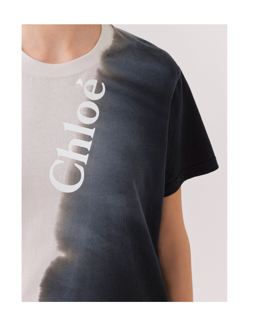 Chloé T-shirt Col Rond Femme Noir Taille L 100% Coton In White