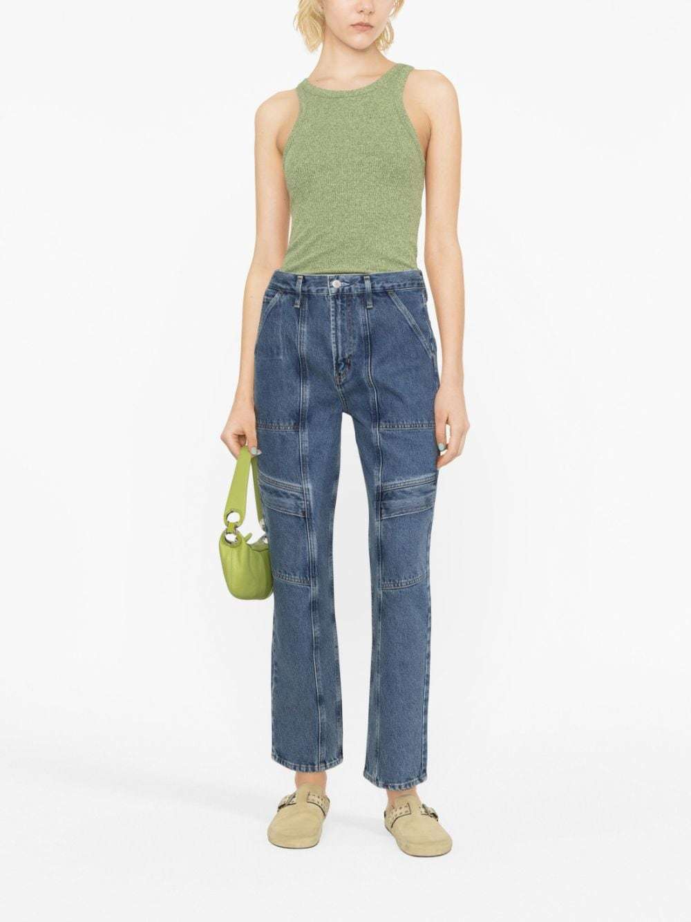 Agolde High-waisted Organic Cotton Cargo Trousers In Blue