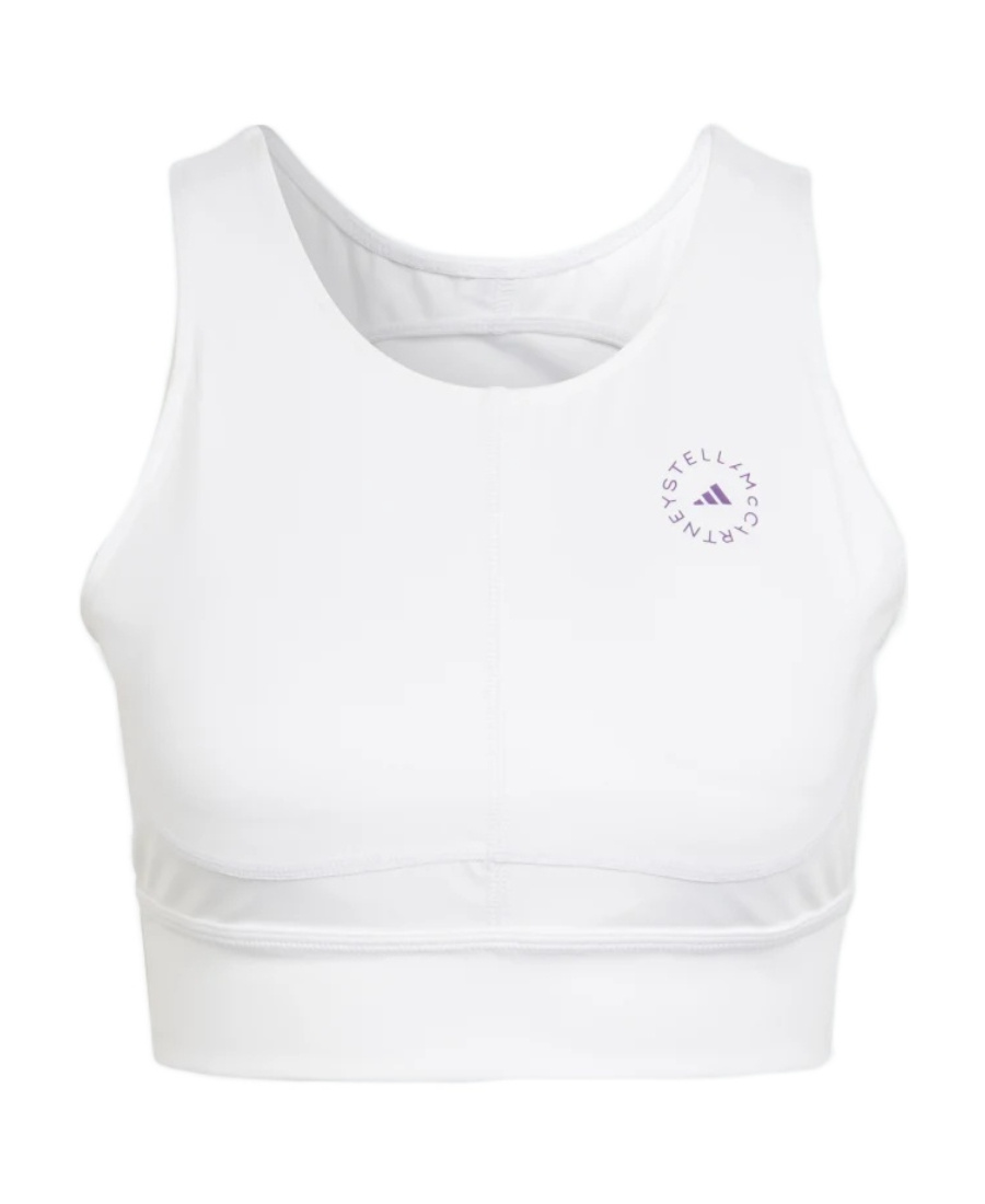 Shop Adidas By Stella Mccartney Logo-print Racerback Crop Top In White