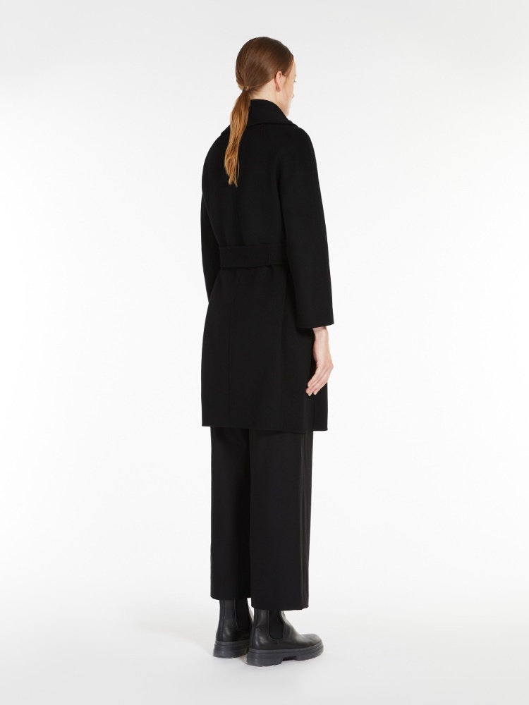 Max Mara Tie A Belt Overcoat In Black
