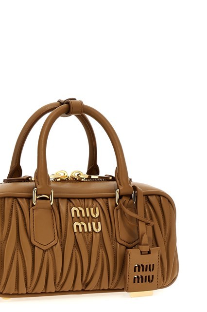 Miu Miu Zippered Shoulder Bag In Brown