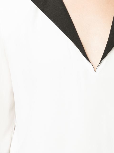 Givenchy Contrast V-neck Blouse In White