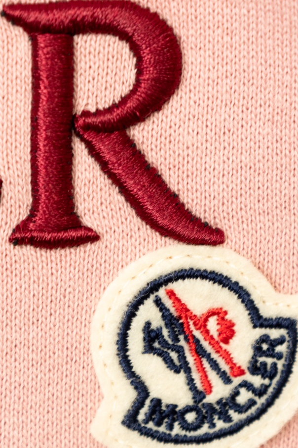 Moncler Logo-print Cotton Hoodie In Pink