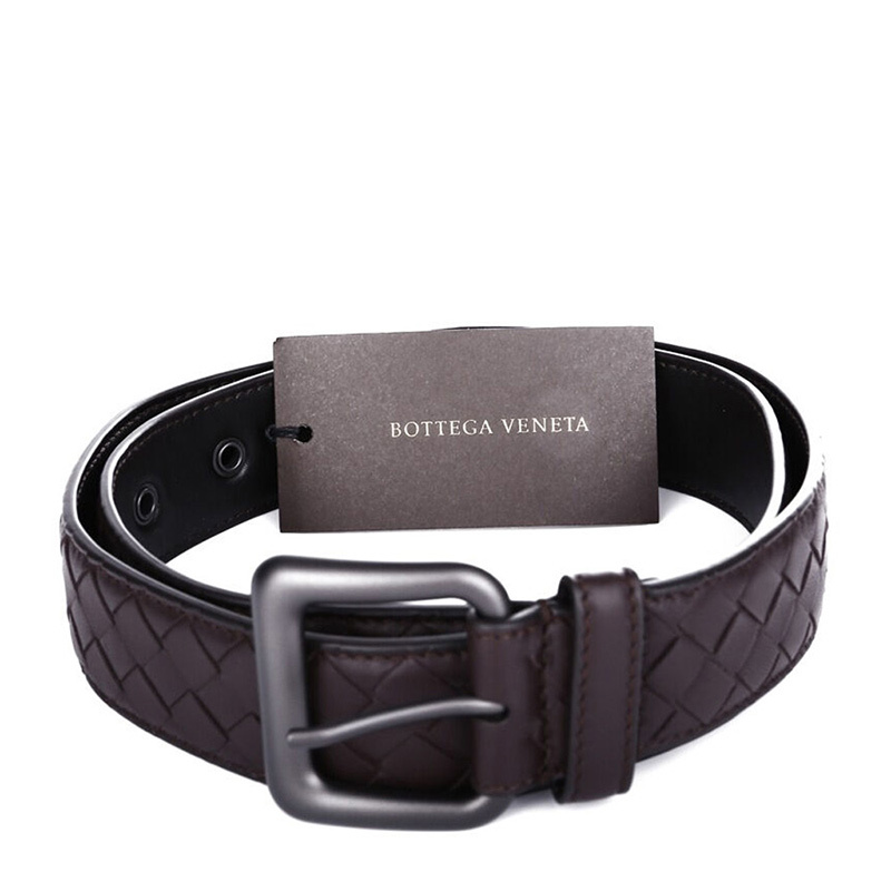 Bottega Veneta Knit Buckle Ring Hole Eye Belt In Black