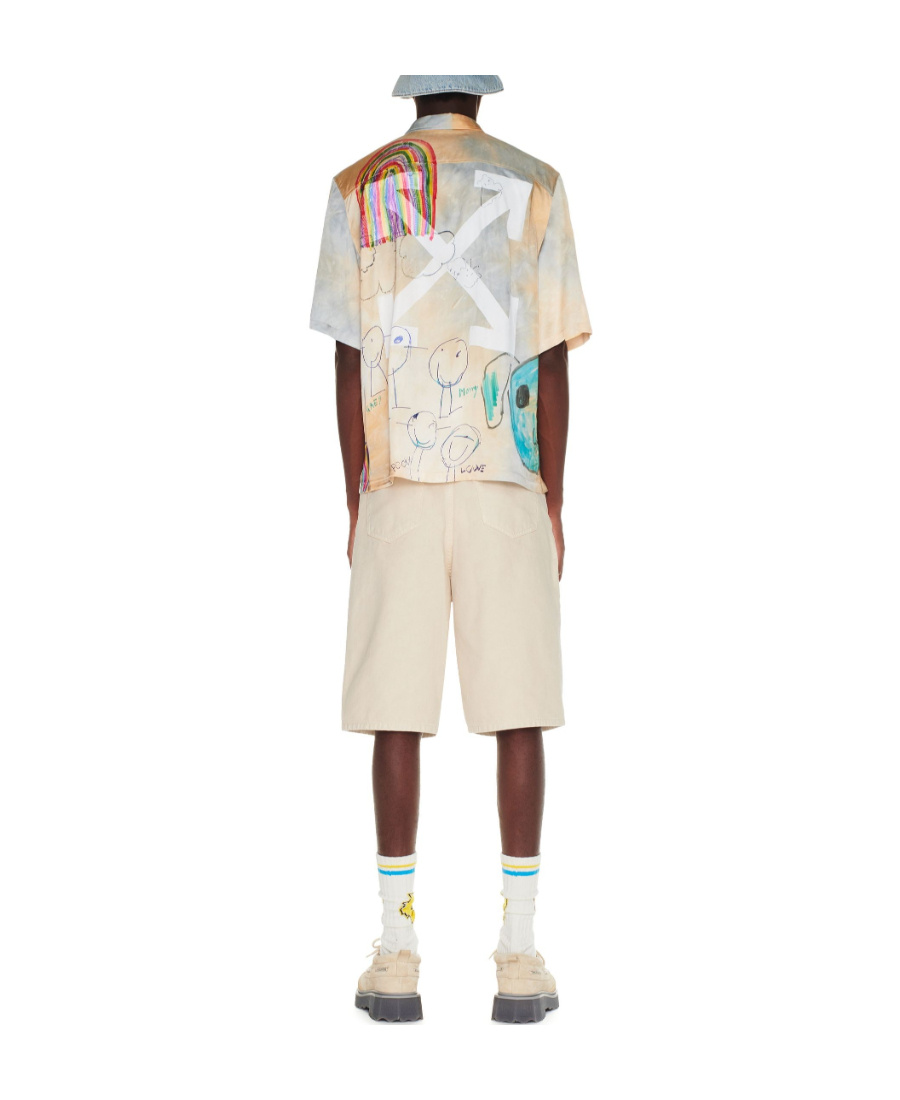 Off-white Wave Off Canvas Shorts In Nude