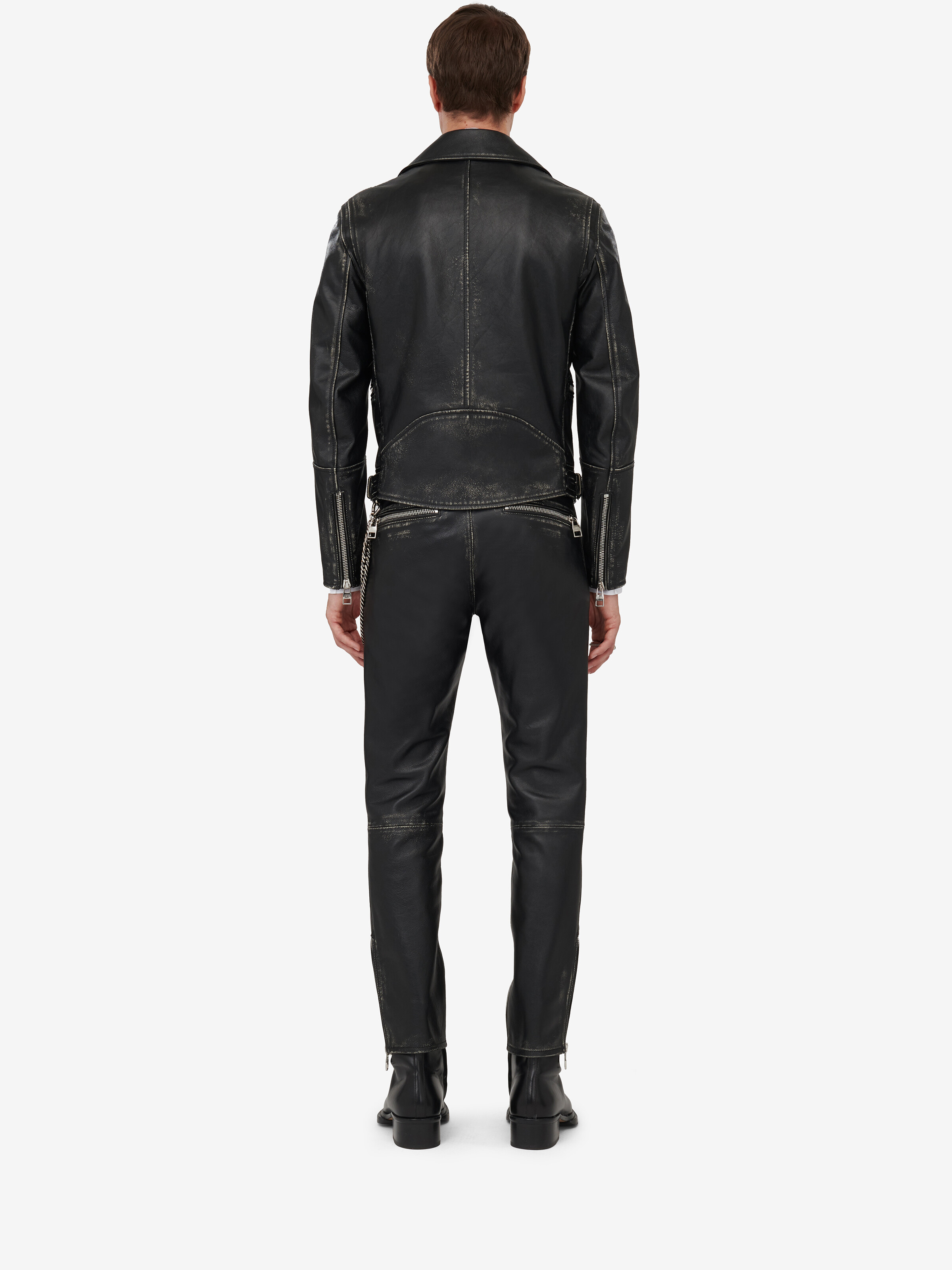 Alexander Mcqueen Zipped Leather Biker Jacket In Black