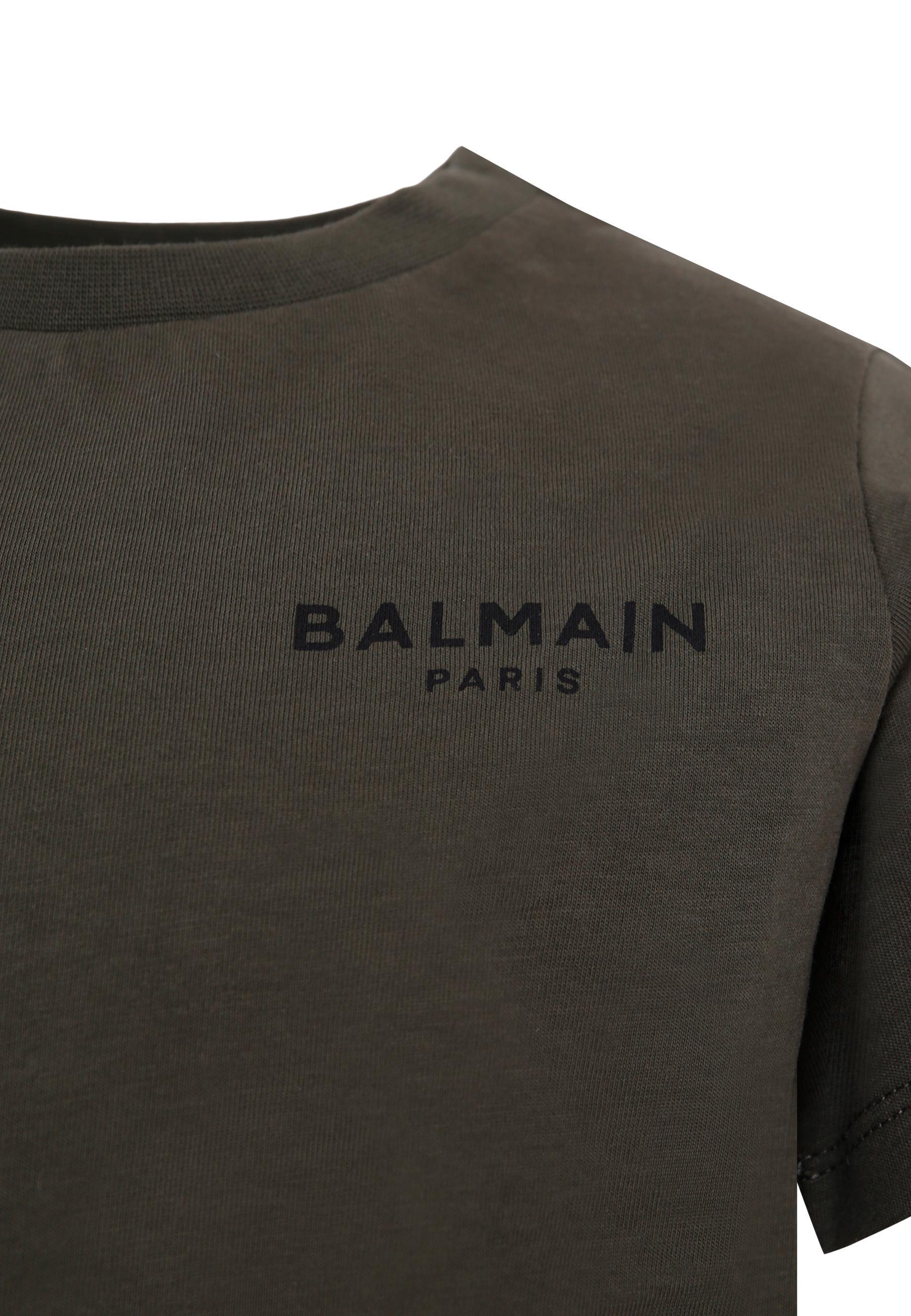 Balmain Logo-embroidered T-shirt In Gray