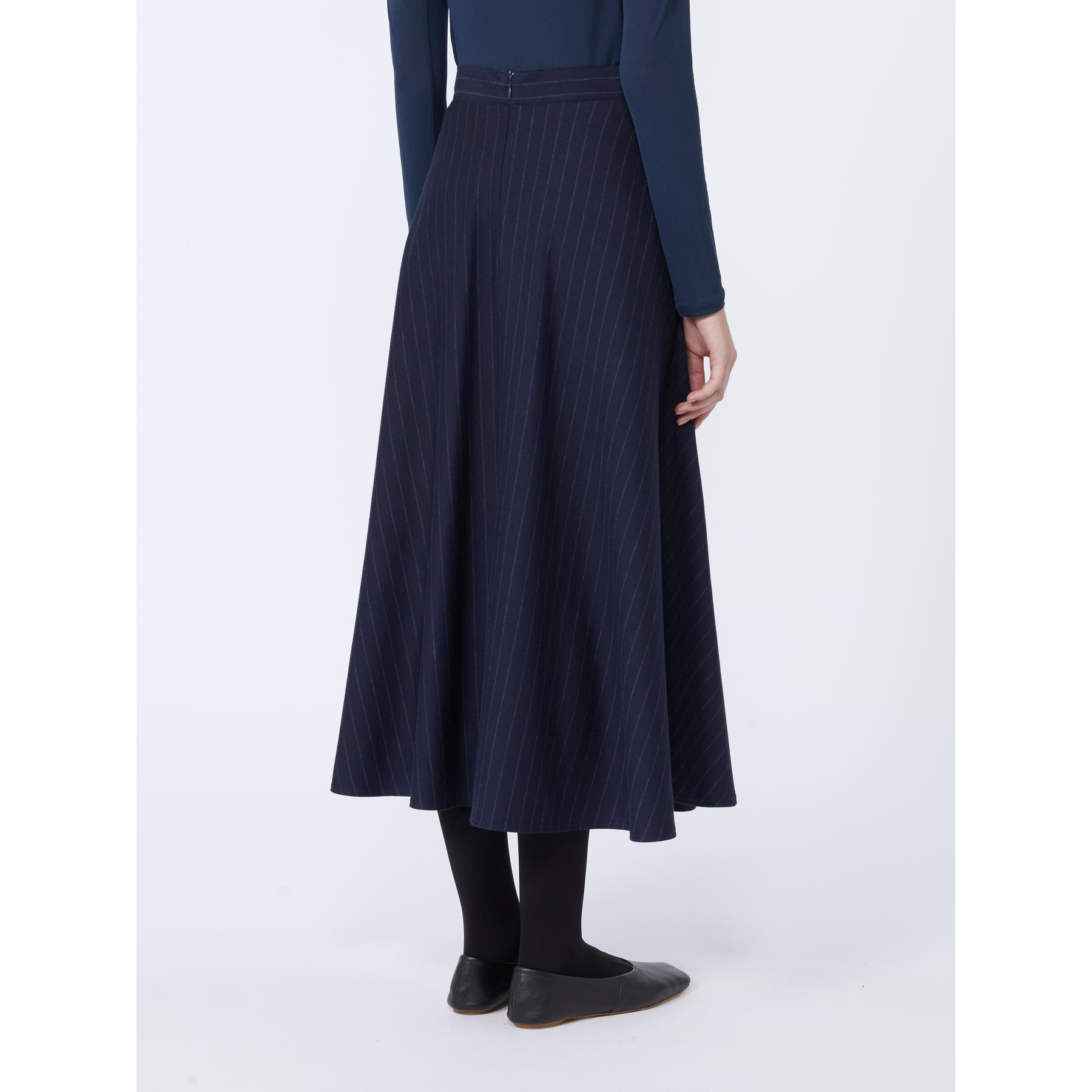 Max Mara Striped Skirt In Black