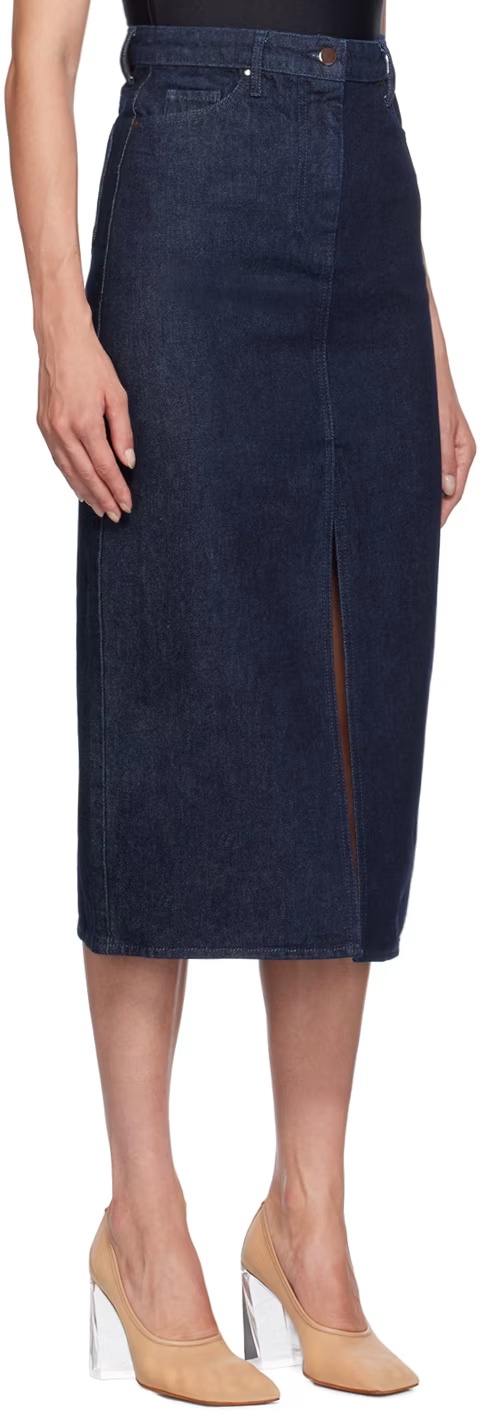 16ARLINGTON ILLE FRONT-SLIT DENIM MIDI SKIRT 