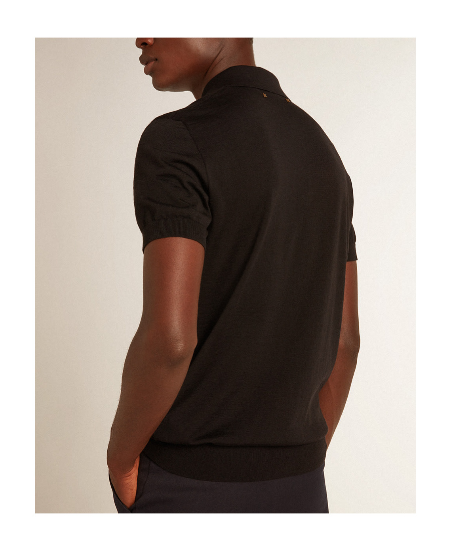 Golden Goose Logo-patch Polo Shirt In Black