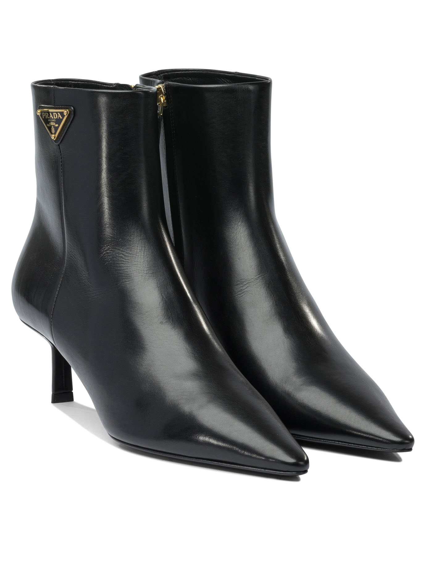 Prada Pointed Ankle Boots In Black