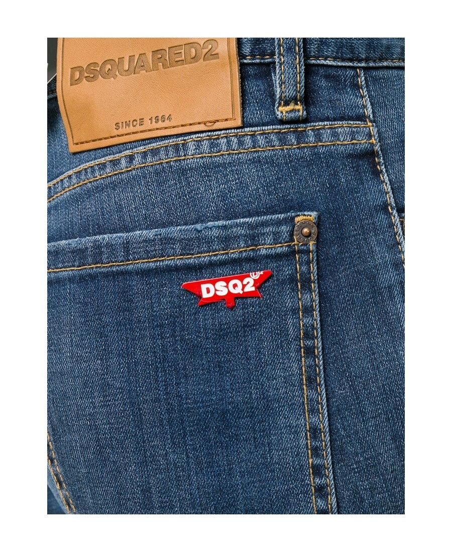 Dsquared2 Washed Cropped Jeans In Blue