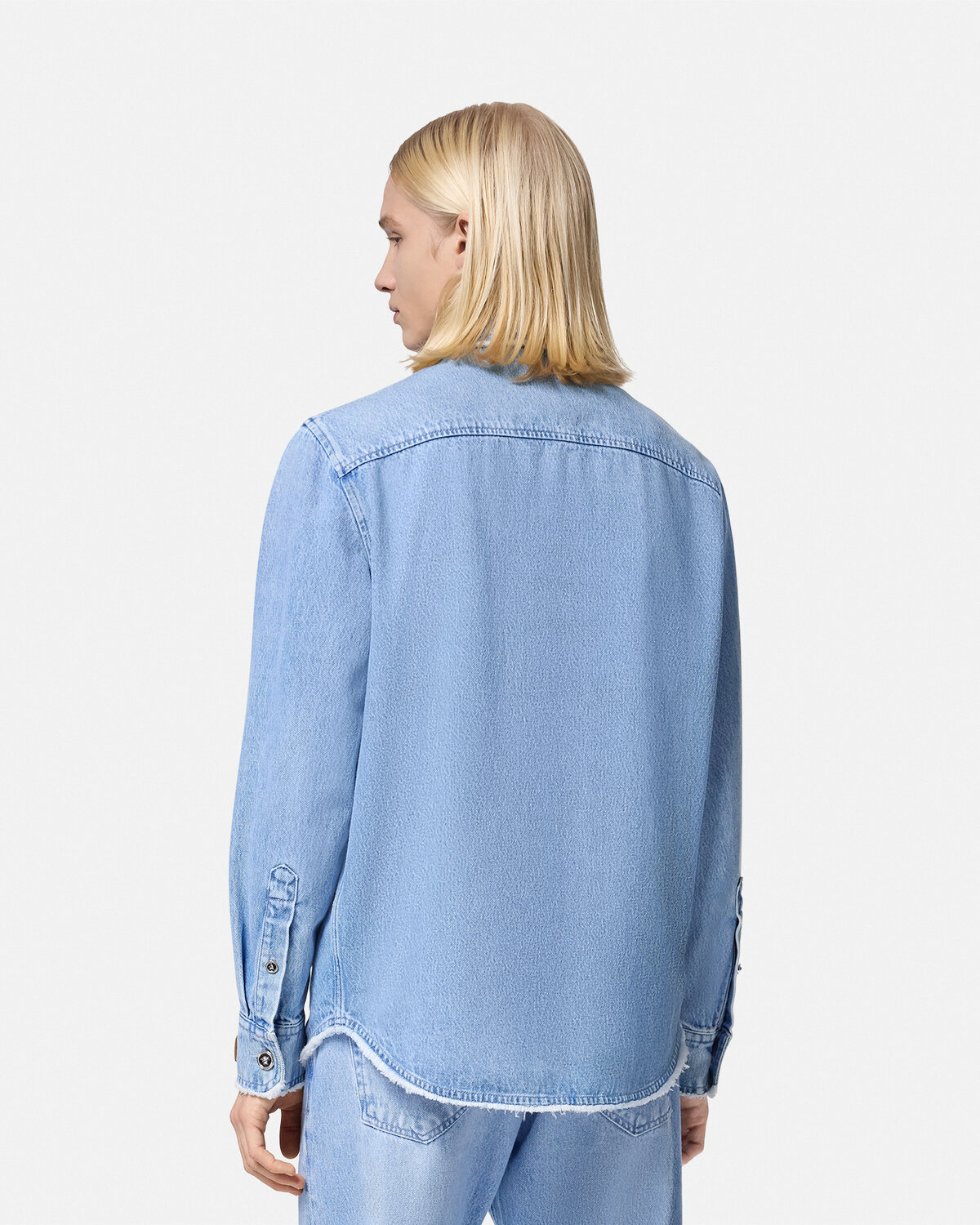 Versace Stonewashed Denim Shirt In Blue