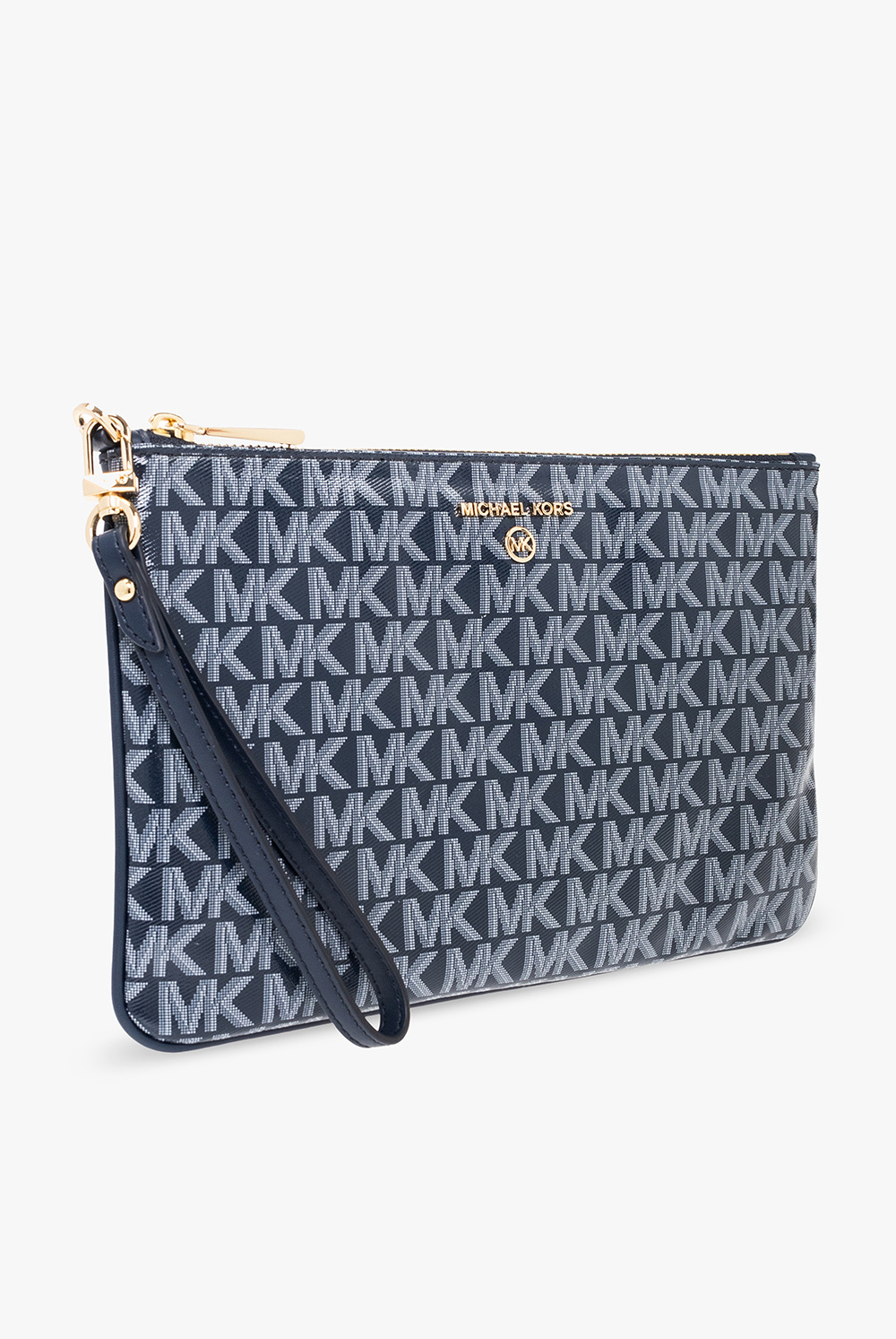 Michael Michael Kors Jet Set Charm Logo-plaque Wristlet In Black