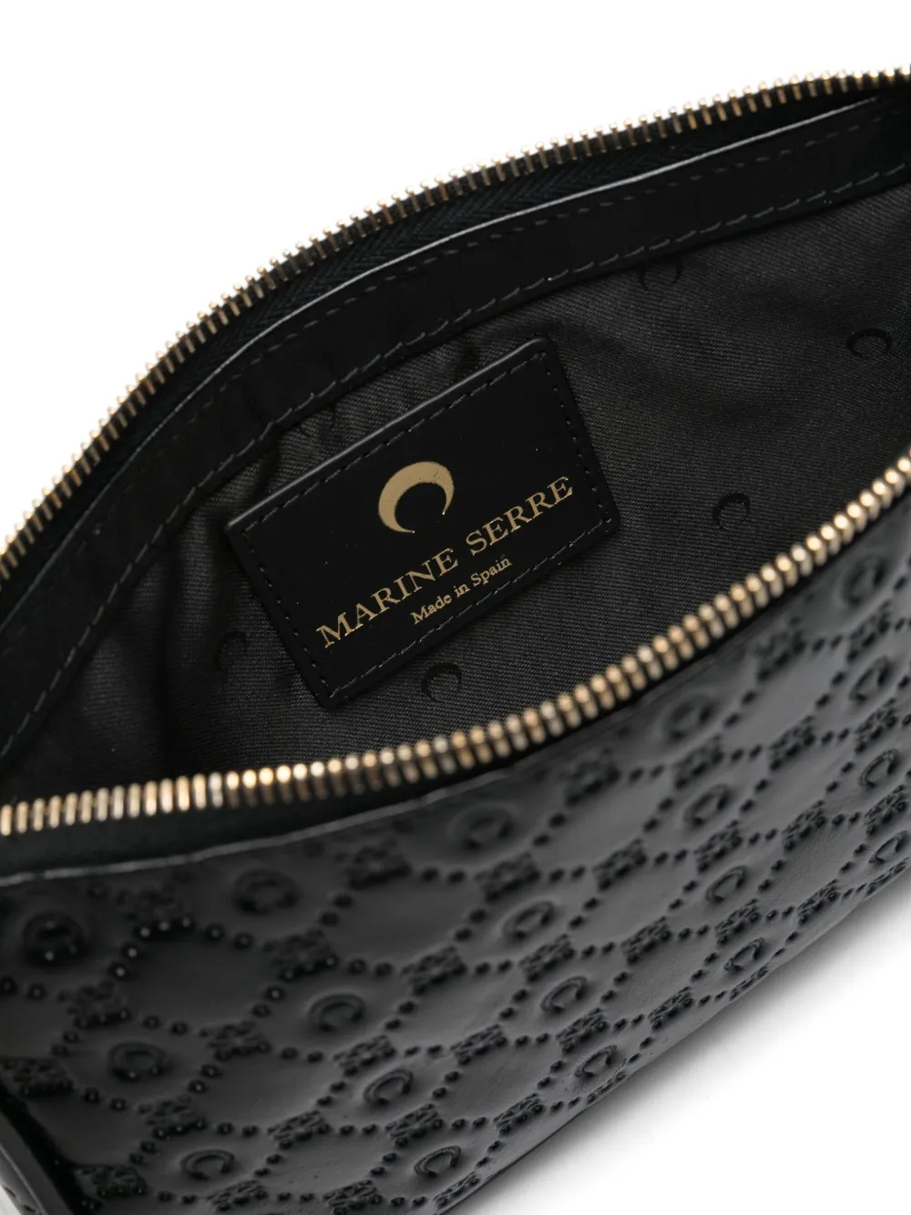 Shop Marine Serre Moonogram-embossed Shoulder Bag In Black