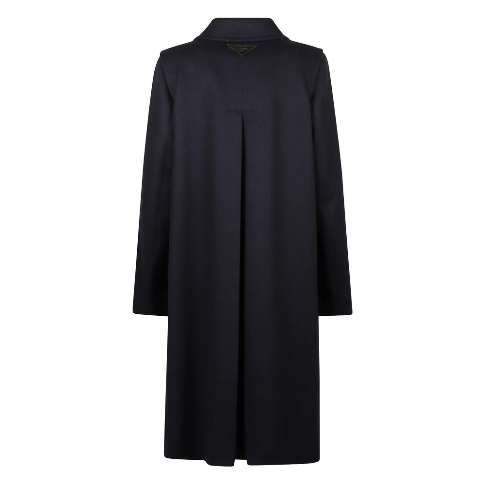 Prada Coat With Button Detailing And Side Pockets In Blue
