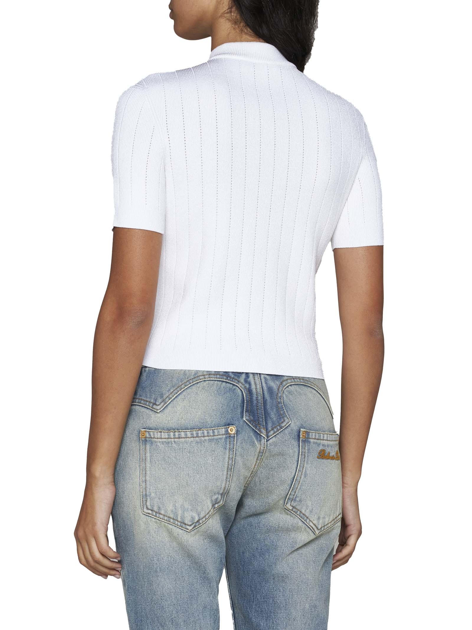 Shop Balmain Buttoned Knit Cardigan In White