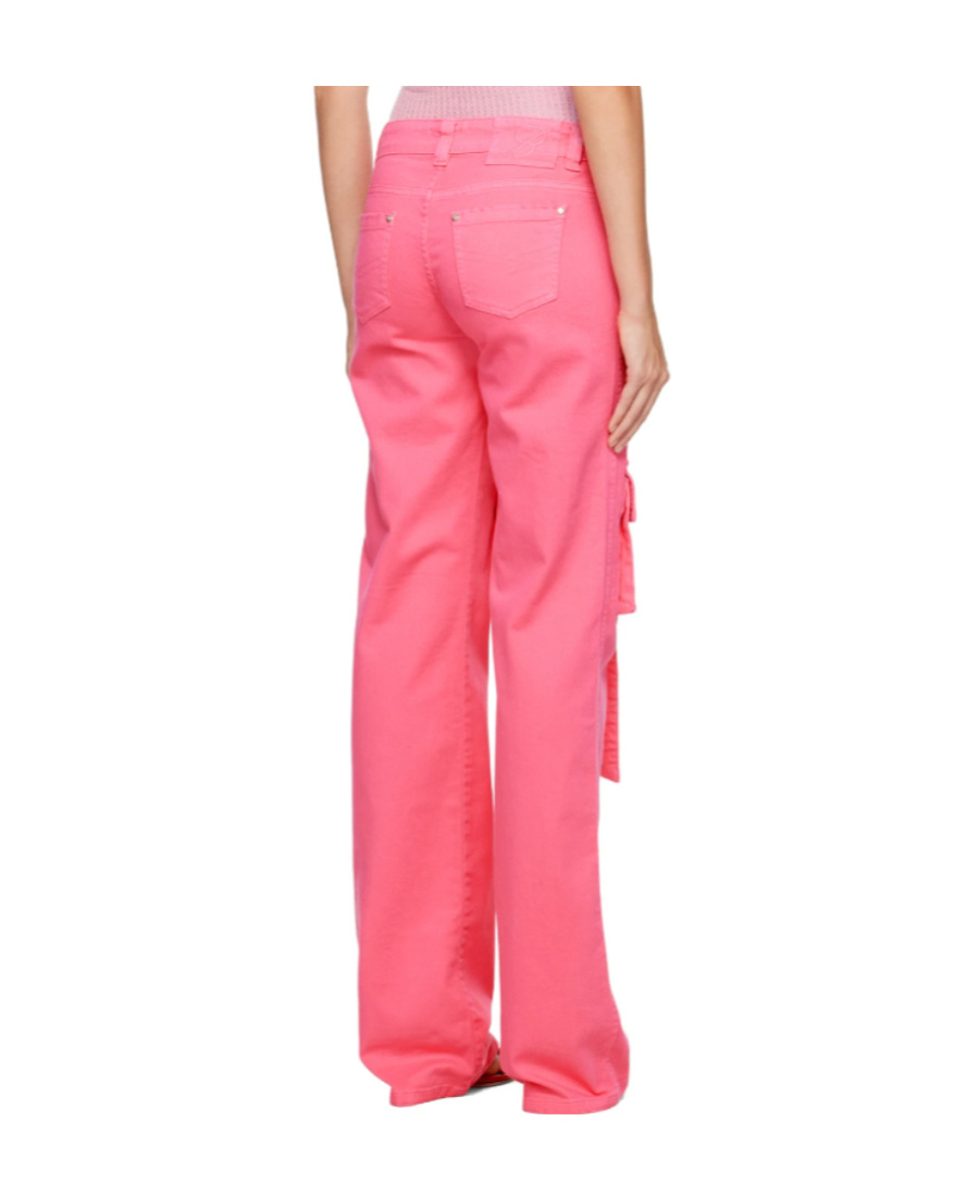 Shop Blumarine Logo-patch Flared Cargo Jeans In Pink