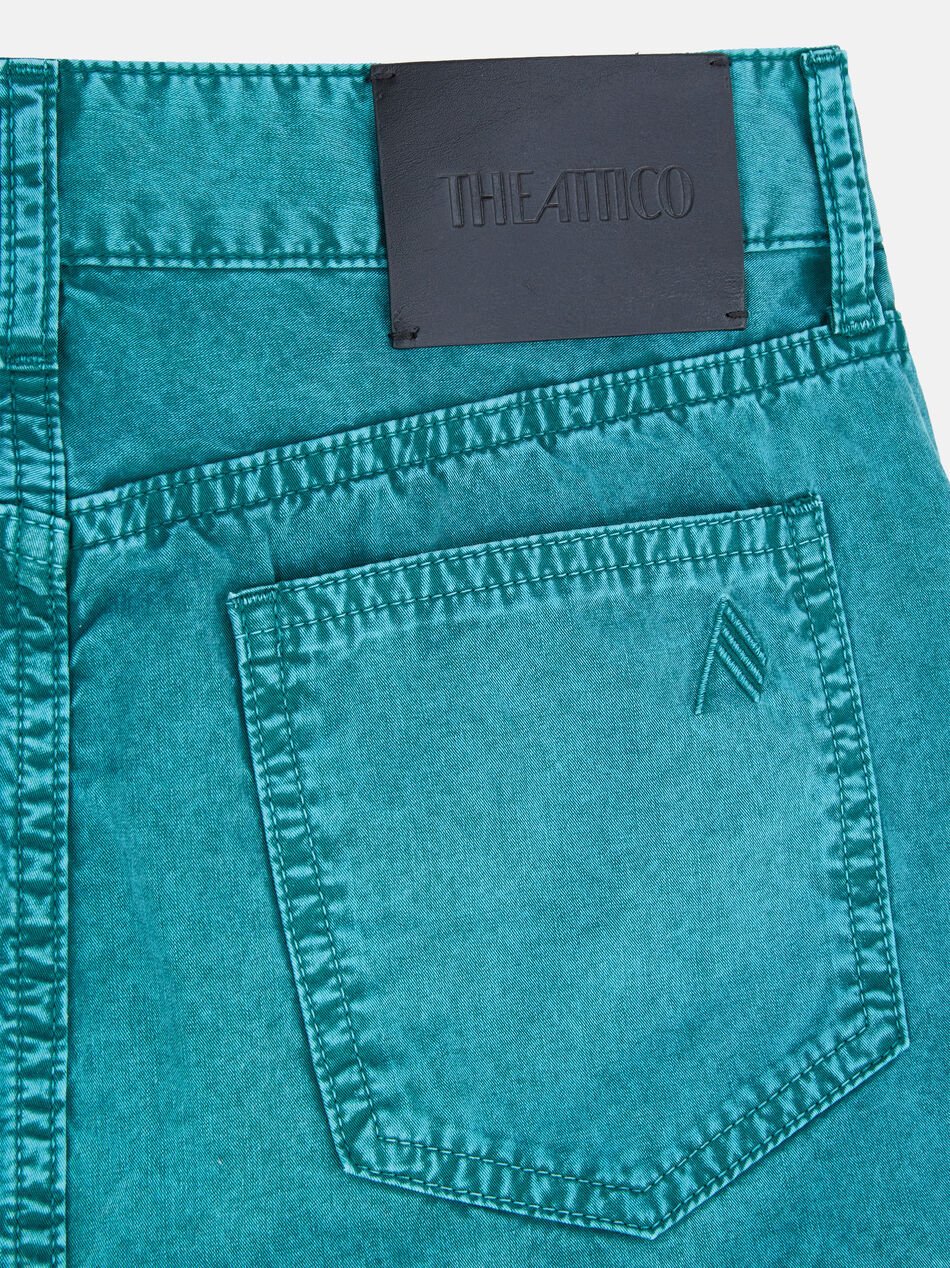 Attico Mini Skirt With Distressed Finish And Pockets In Green