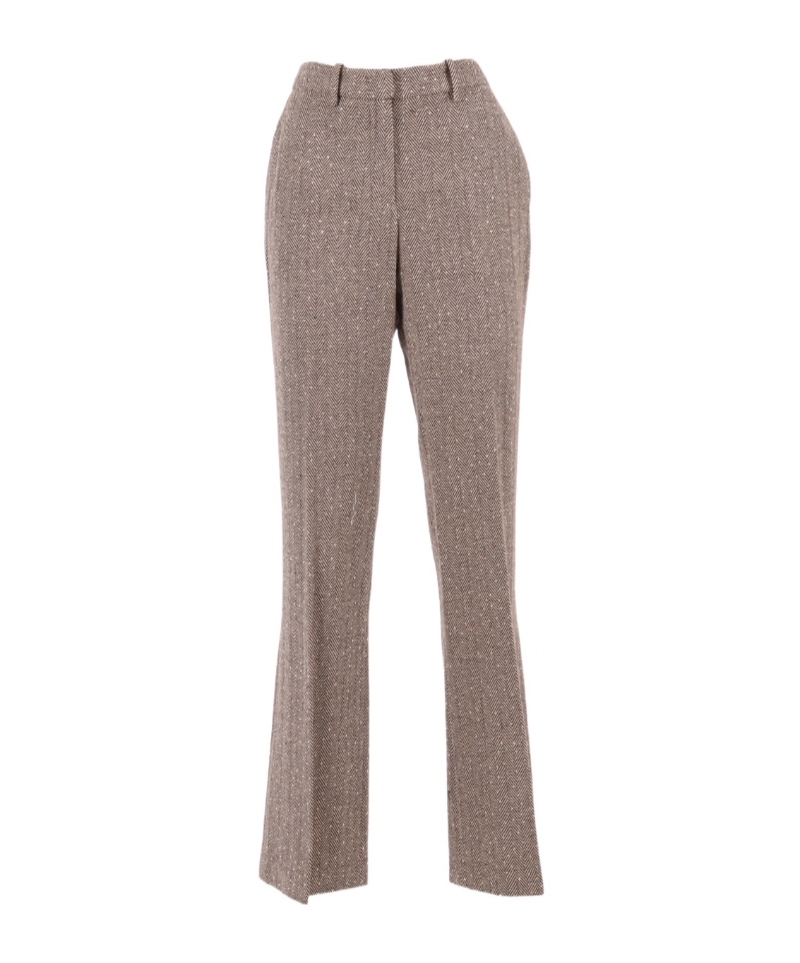Ermanno Scervino Tailored Straight-leg Pants In Smooth Polyester In Brown