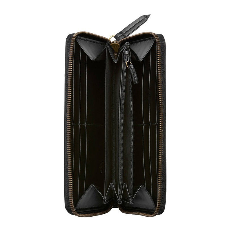Gucci Cat Head Inlaid Zipper Wallet In Black