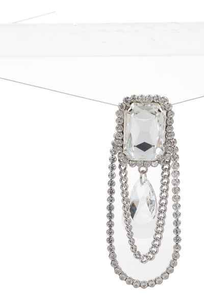 Alessandra Rich Crystal-embellished Drop Chain Earrings In Silver