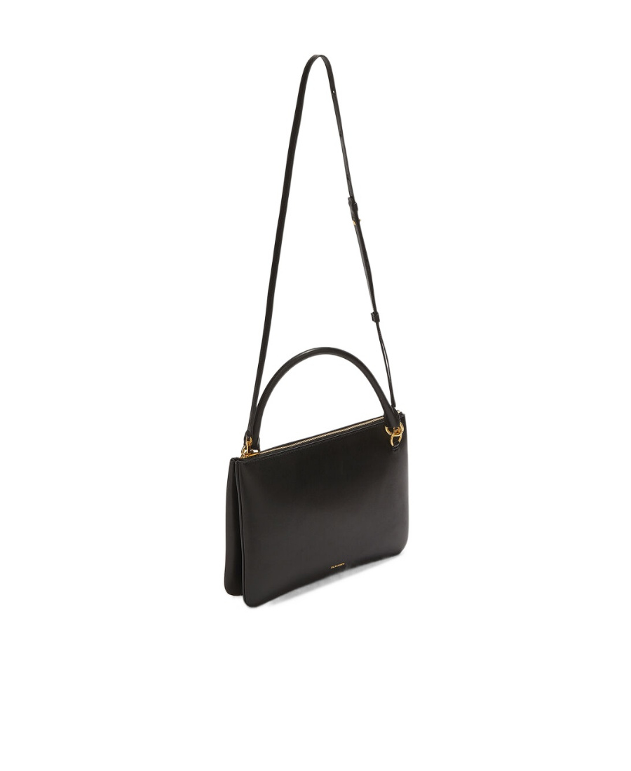 Jil Sander Small Leather Shoulder Bag In Black