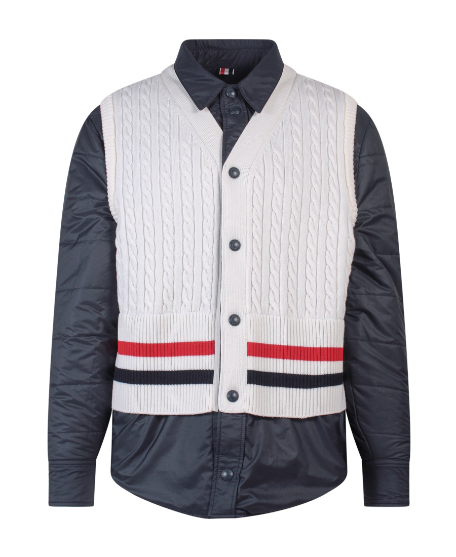 Thom Browne 4-bar Quilted Shirt Jacket In Black