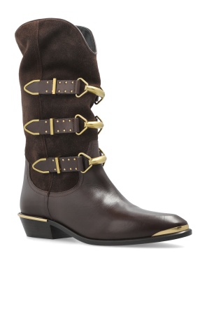 Isabel Marant 30mm Buckle-detail Suede Leather Boots In Brown