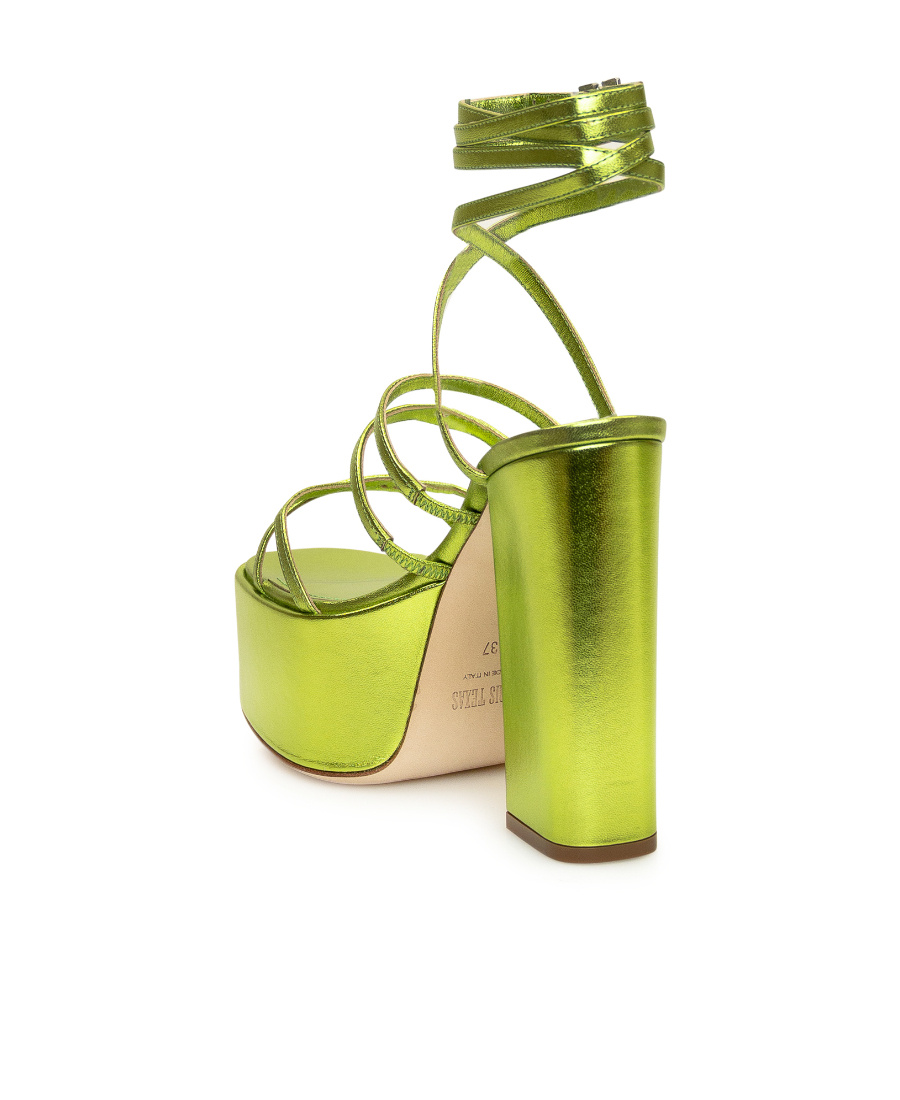 Paris Texas Melena 135mm Metallic Platform Sandals In Green