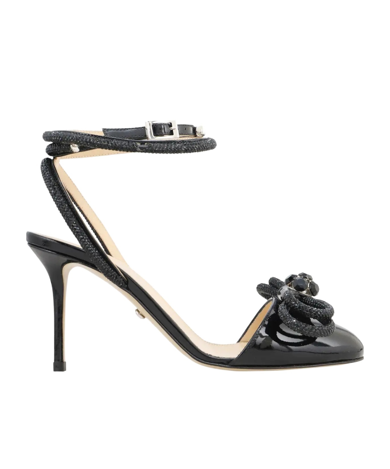 Mach&mach Round-headed High-heeled Sandals In Black
