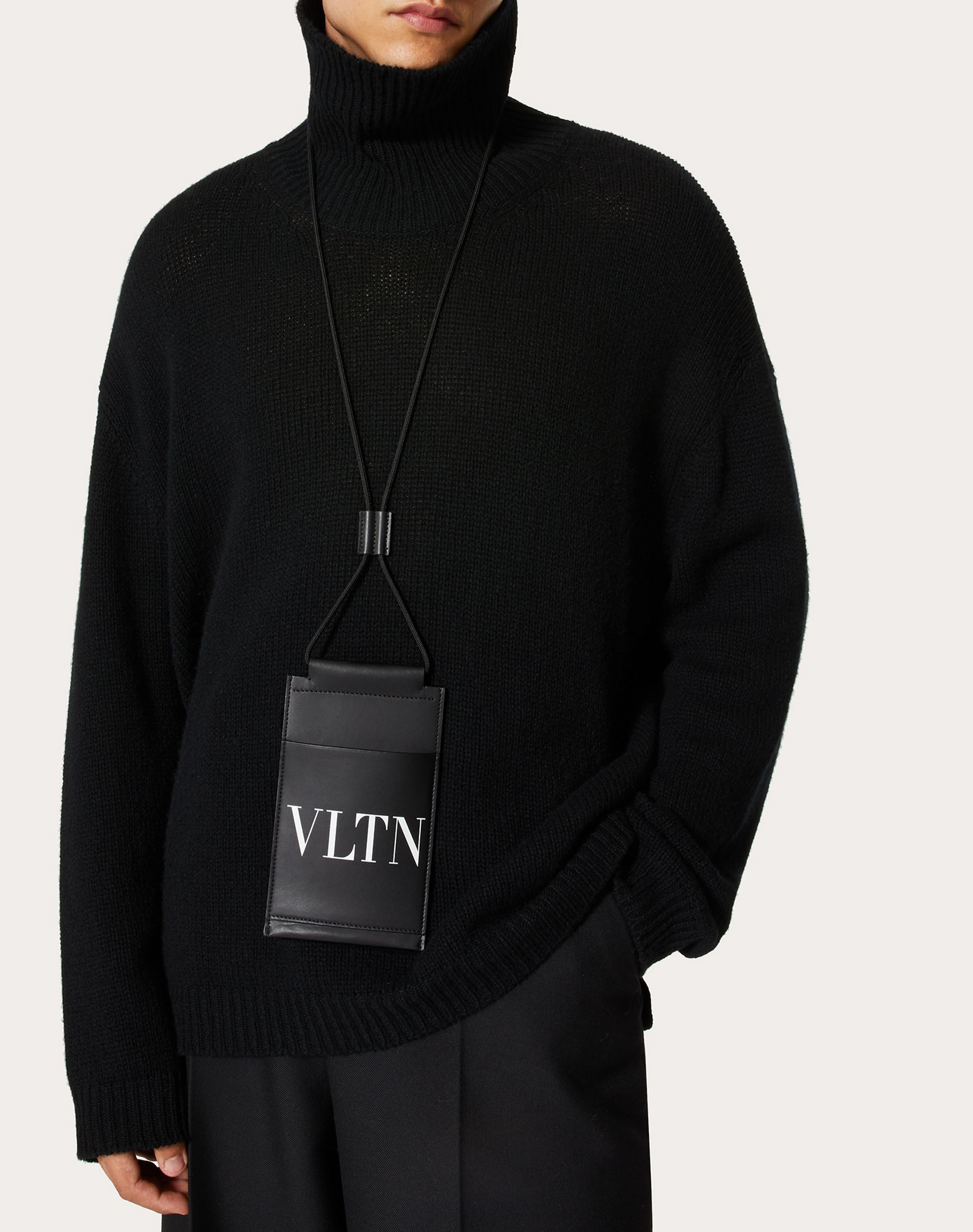 Valentino Vltn Leather Pouch In Black