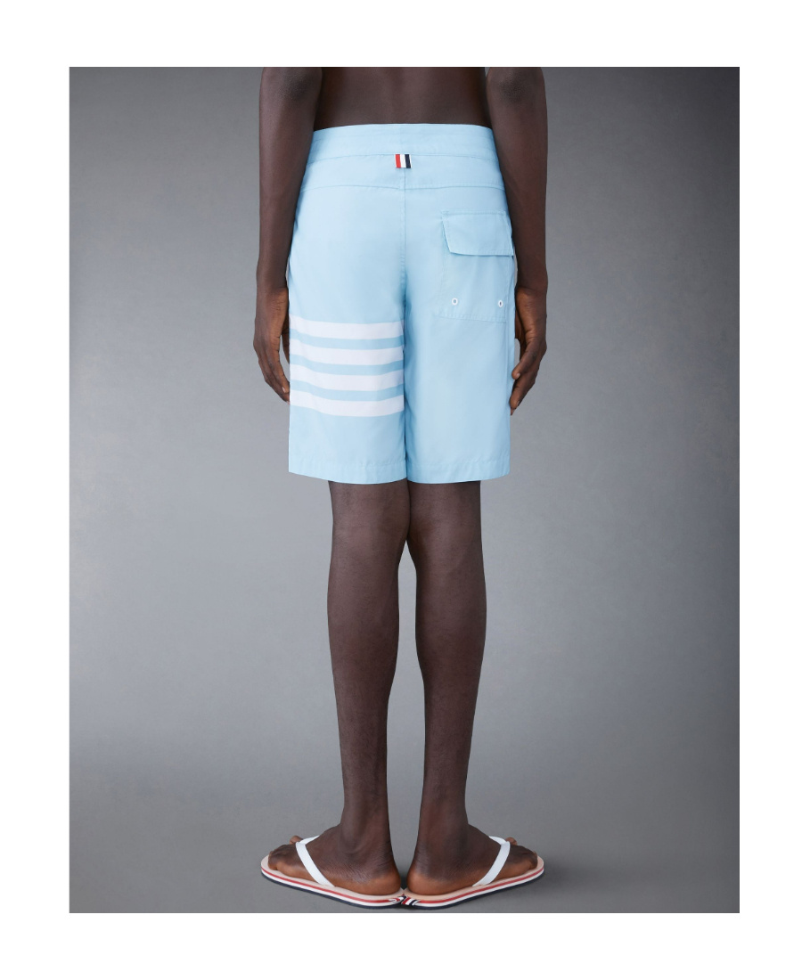 Thom Browne Light Blue Nylon Blend Swimming Shorts In Blue