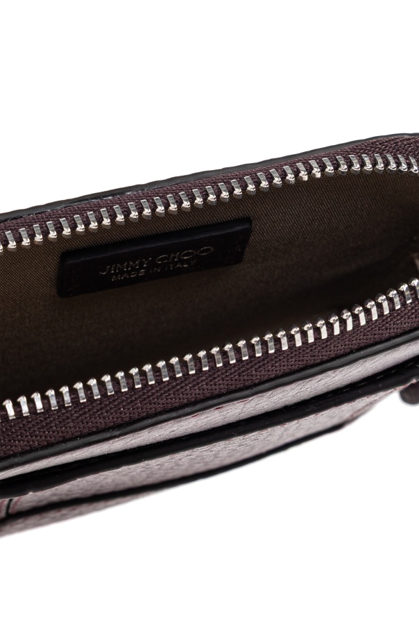 Jimmy Choo Zipper Card Holder In Burgundy