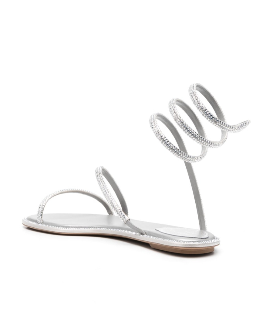 René Caovilla Crystal-embellished Flat Sandals In White