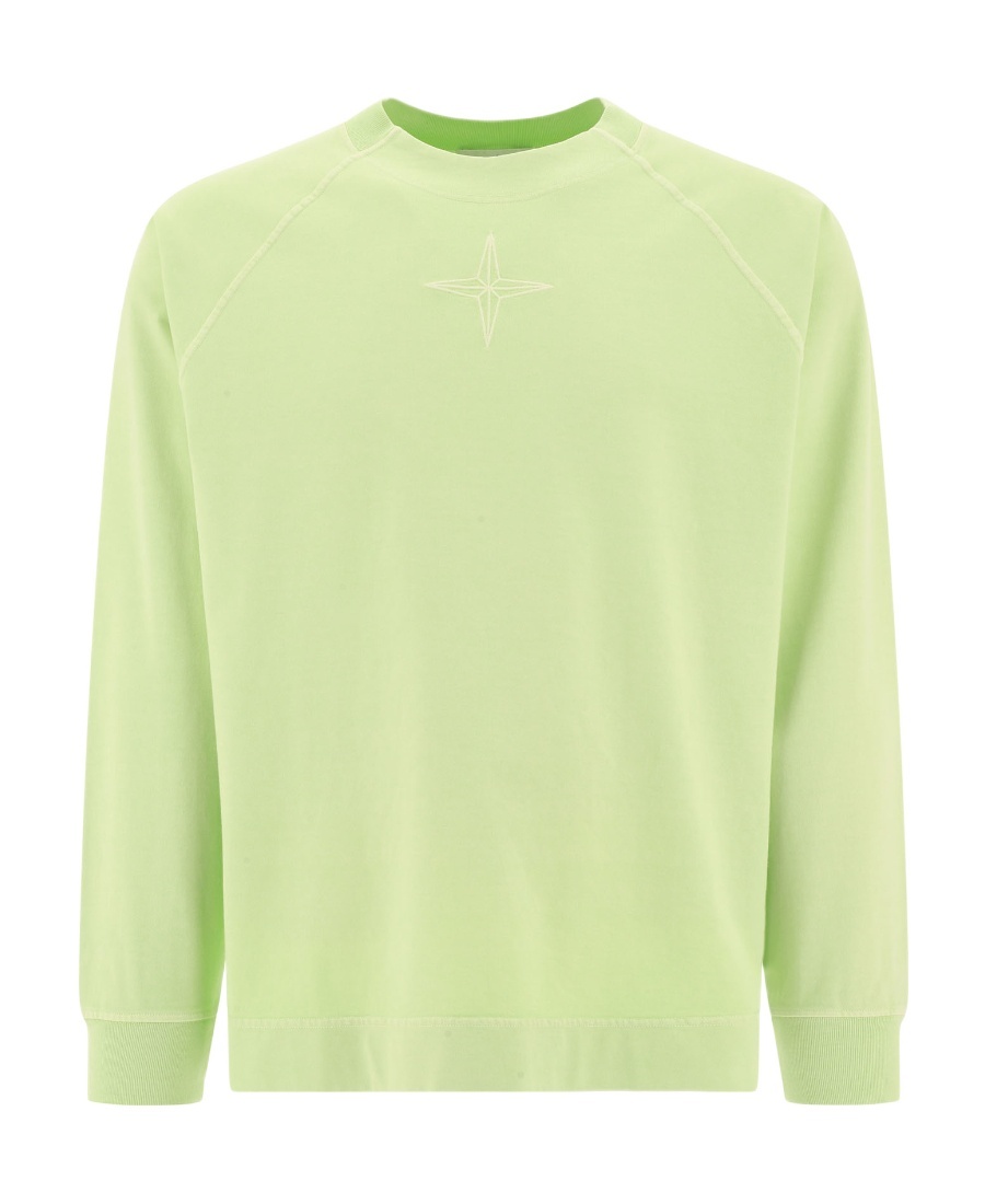 Stone Island Logo-embroidered Cotton Sweatshirt In Green