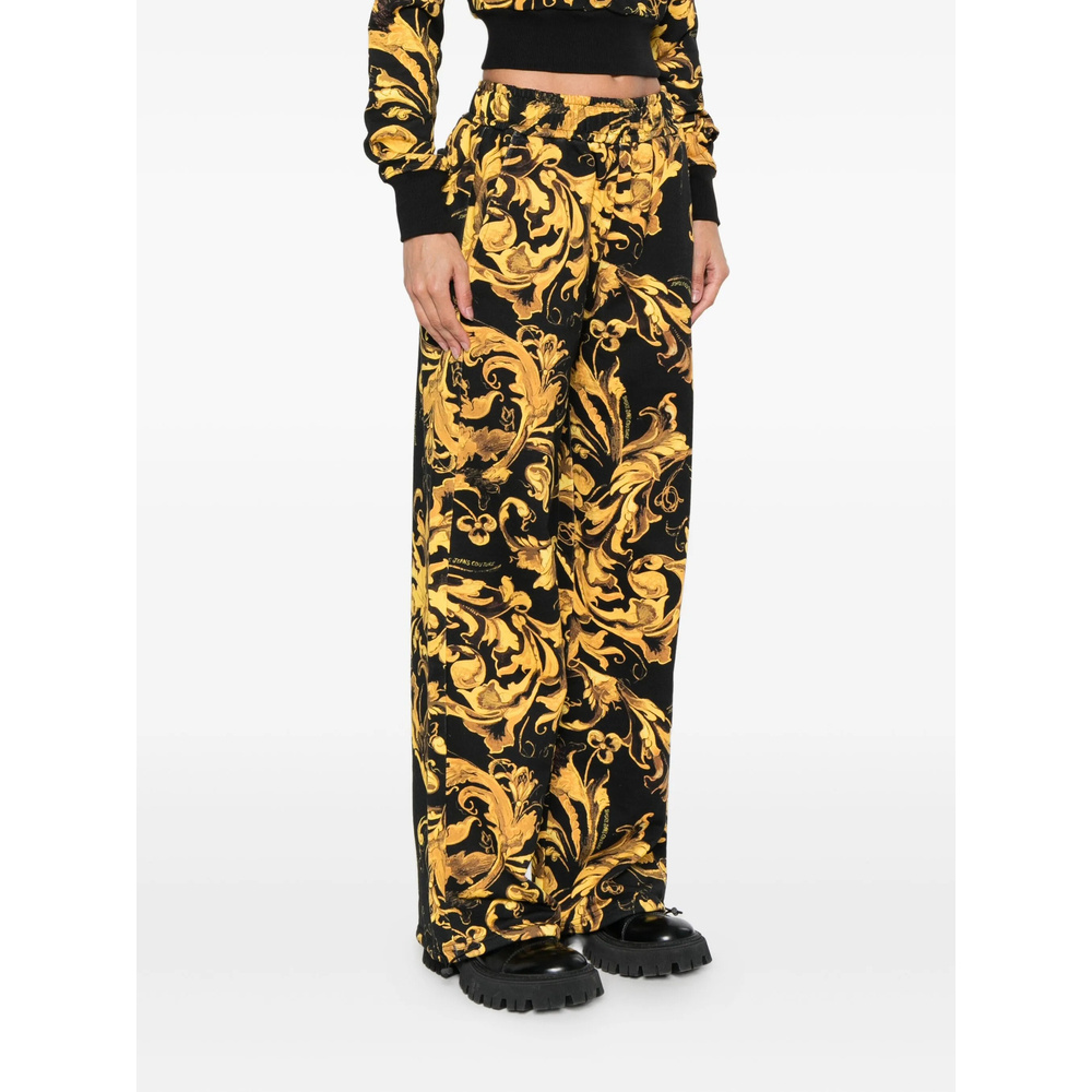 Versace Jeans Patterned Casual Pants In Yellow