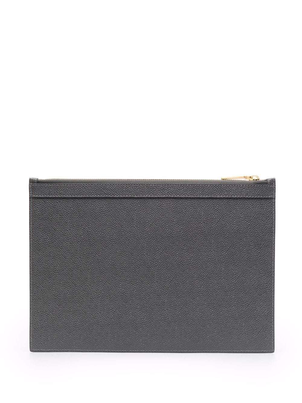 Thom Browne Rwb Stripe Zipped Pouch In Gray