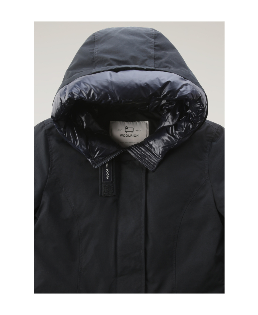 Woolrich Artic Parka Jacket Woman Puffer Midnight Blue Size L Cotton In Black